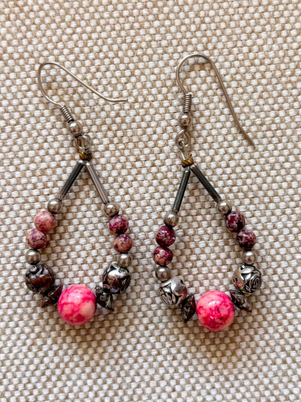 Handcrafted Purple Beaded Earrings